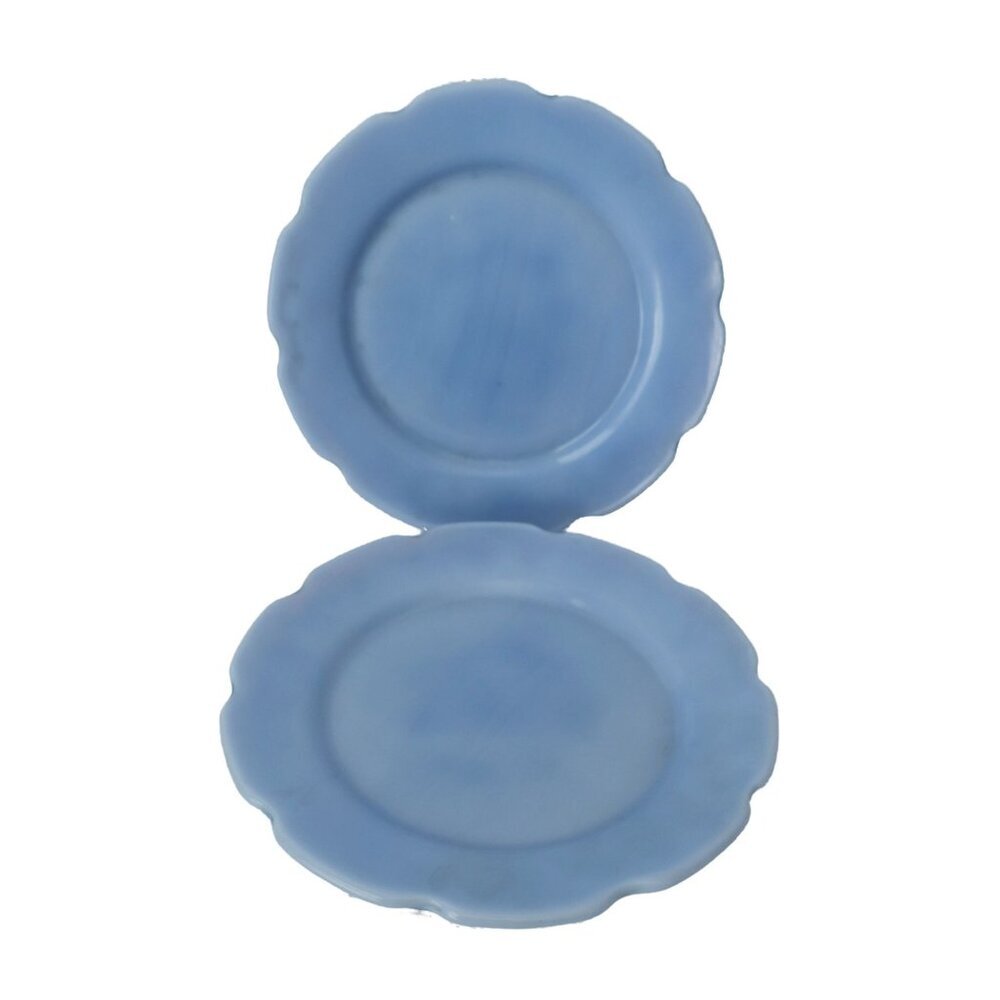 2 Jeannette Glass CHERRY BLOSSOM Delphite Blue 6" Child's Plates